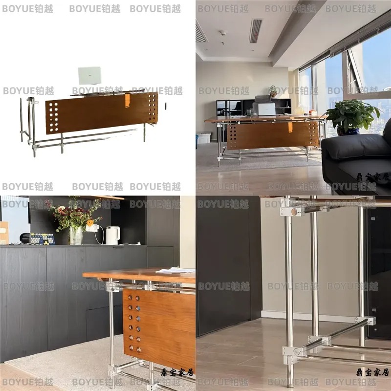 Retro Gaming Desk Setup - Bauhaus Massivholzschreibtisch im Retro-Industriestil, Computertisch für