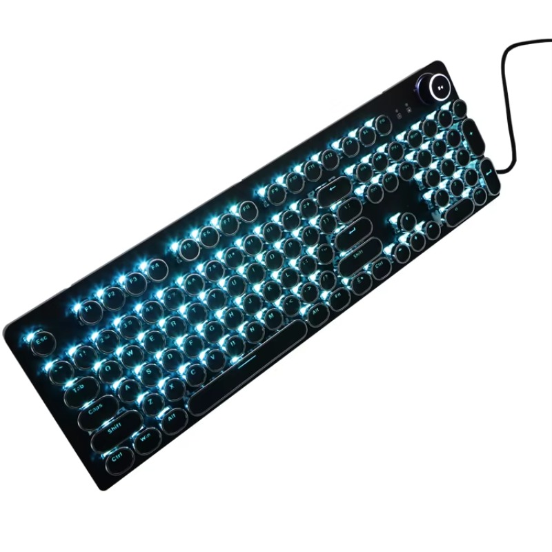Retro Gaming Uk - Schreibmaschinen-Stil Gaming-Tastatur Retro Steampunk Runde Tastenkappen