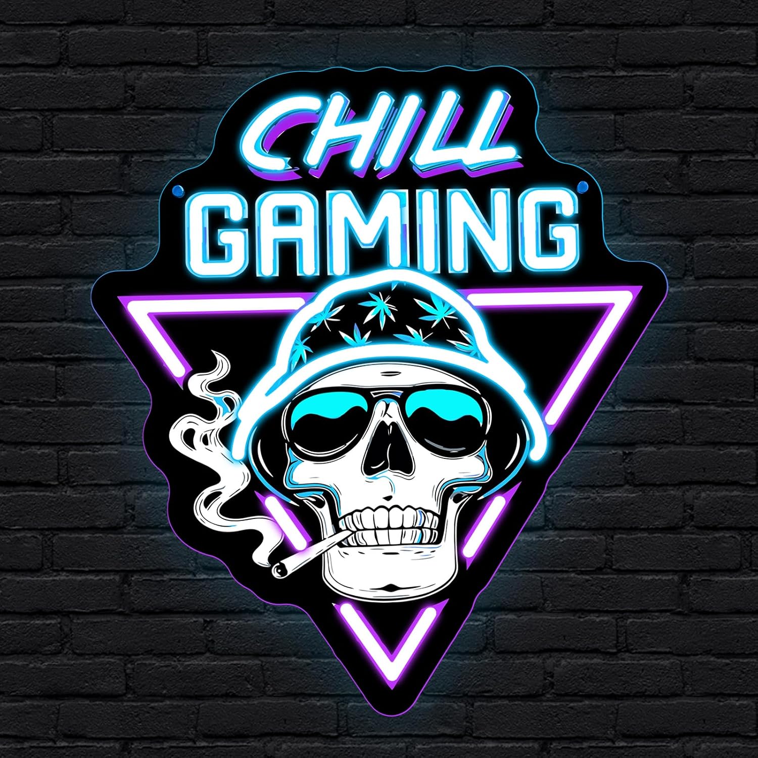 Retro Gaming Bar - ﻿ Chill Gaming Totenkopf LED-Neonschild USB-Betriebenes