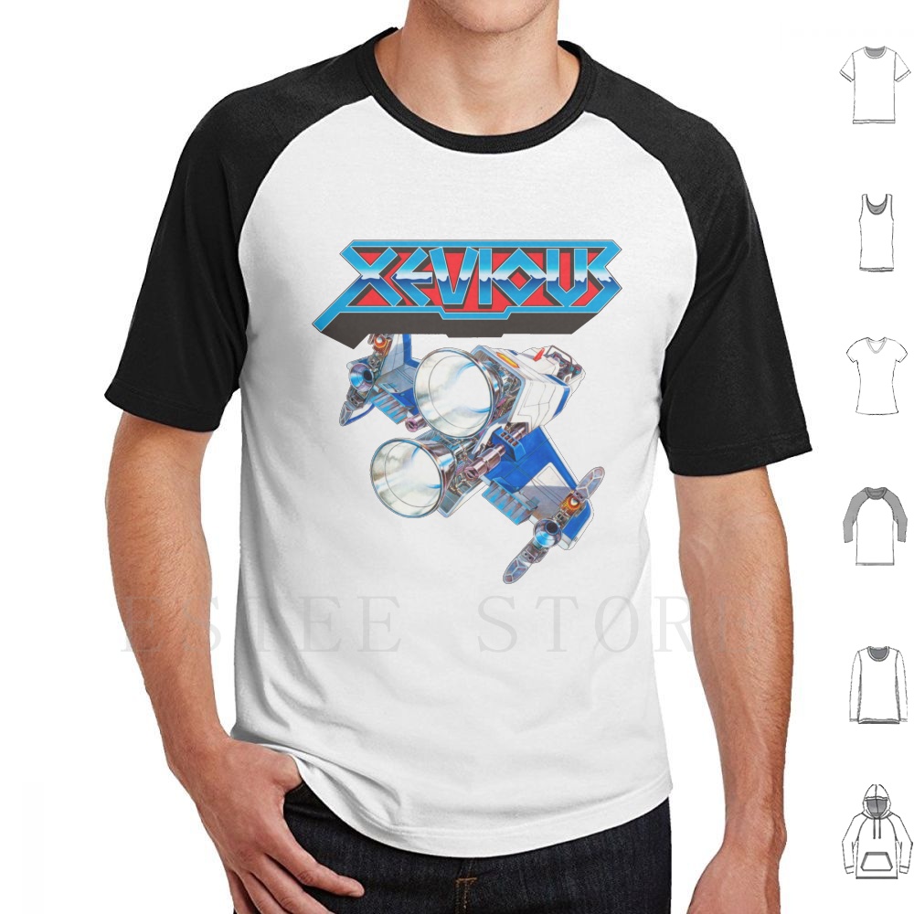 Retro Gaming Japan - Xevious Logo (Schiff) T-Shirt, bedruckt, Baumwolle,
