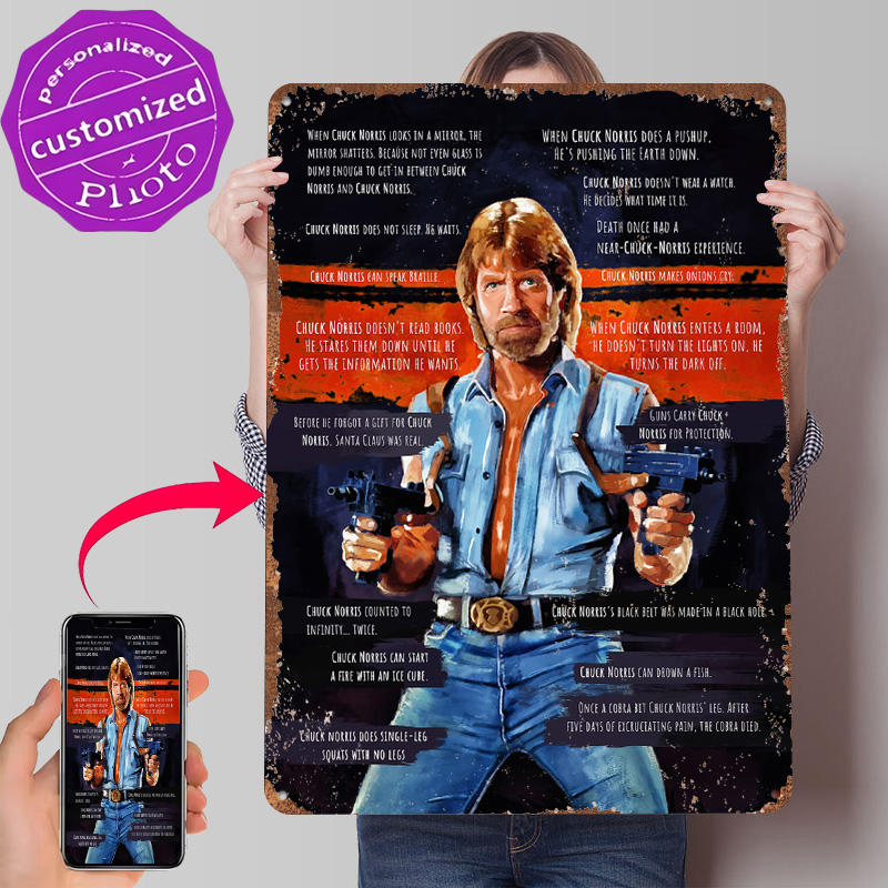 Retro Gaming Meme - Chuck Norris Memes Metallposter Personalisierte Wandkunst