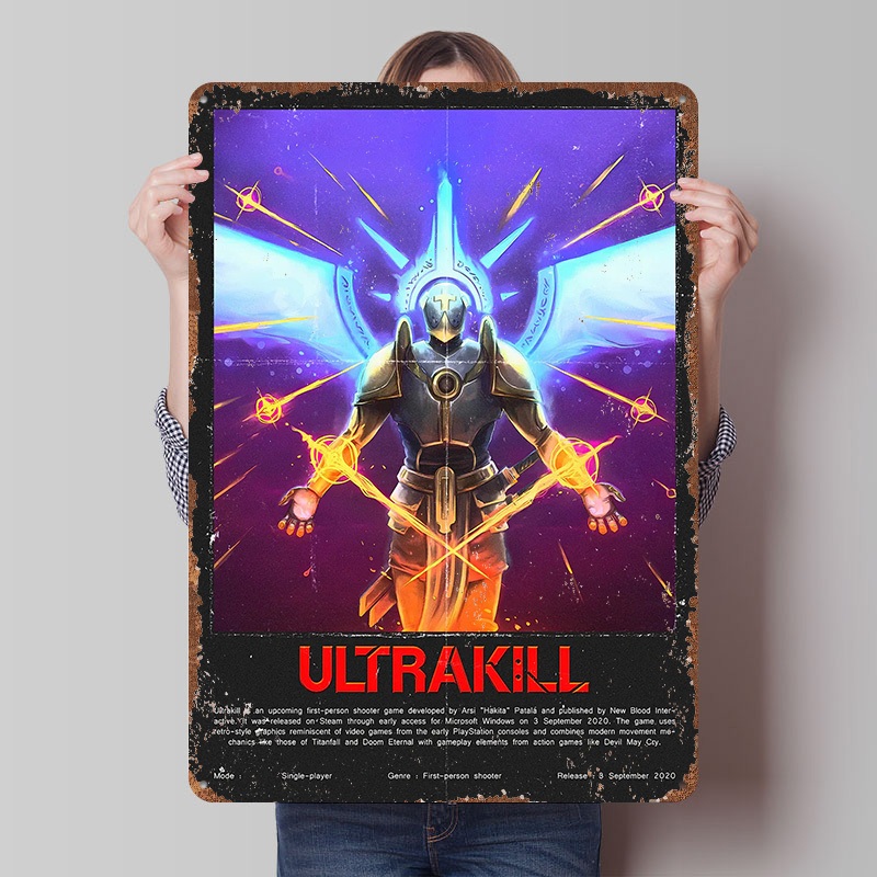 Retro Gaming Bar - Ultrakill Game Metallposter, individuelle Wandkunst, Retro-Vintage-Blechschilder
