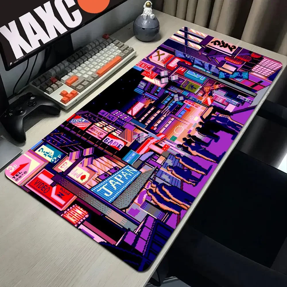 Retro Gaming Japan - Retro Vaporwave HD Mauspad Neon Tokyo