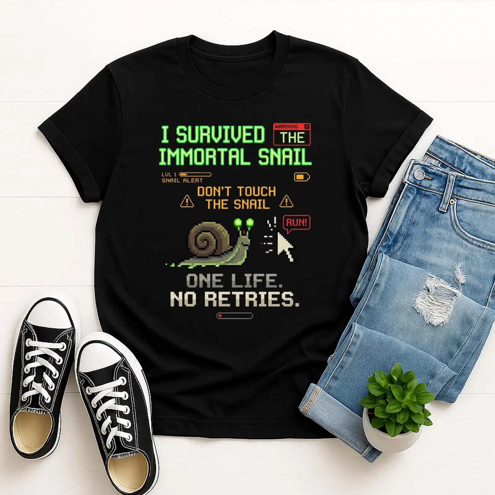 Retro Gaming Meme - Lustiges Schnecken-Meme-T-Shirt, Retro-Pixel-Gaming, Don Touch The