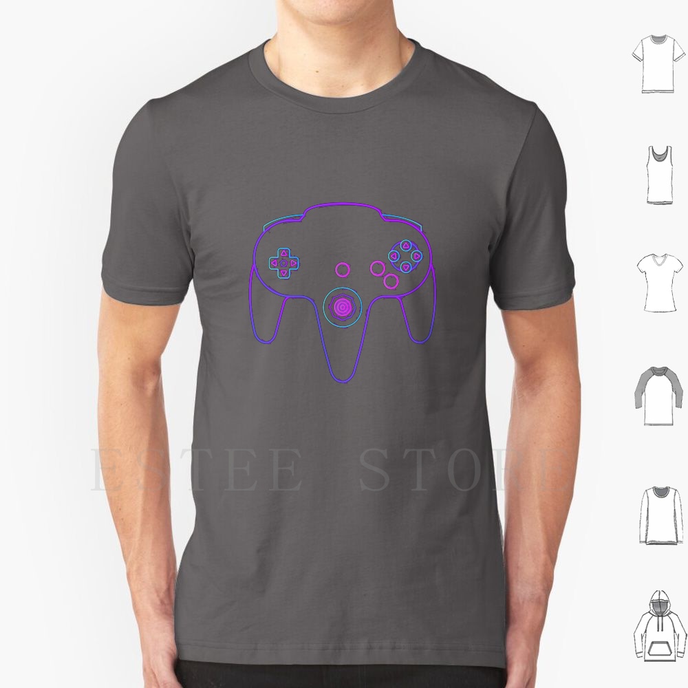 Retro Gaming N64 - Neon Controller N64 T Shirt Männer