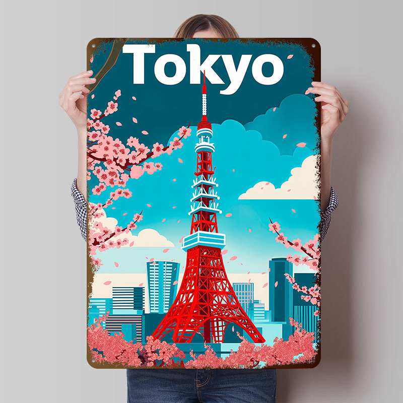 Retro Gaming Tokyo - Tokyo Reise-Blechposter, individuelle Wandkunst, Vintage-Metallschilder, Retro-Blechtafel