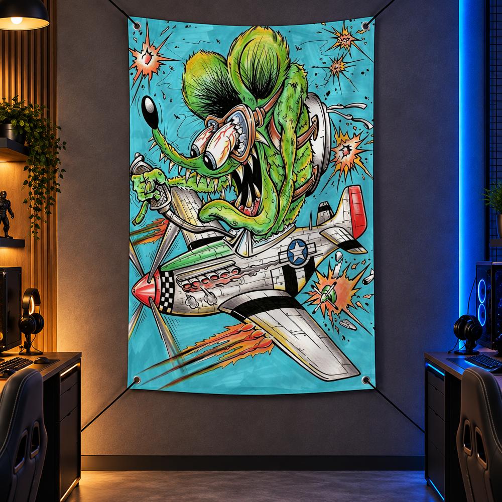 Retro Gaming Shops - Charakter Retro R-Rat Fink Flaggen Vertikale
