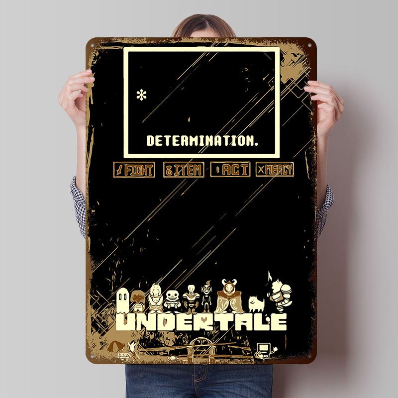 Retro Gaming Bar - Undertale Metallposter, individuelle Wandkunst, Retro-Vintage-Blechschilder für