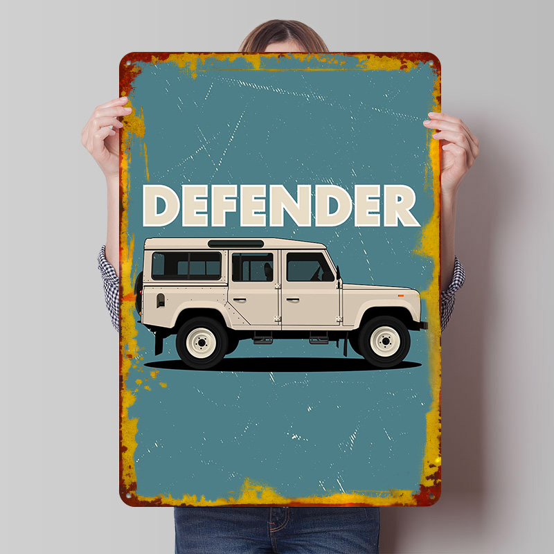 Retro Gaming Uk - UK Car Rover Defender Langes Metallposter,