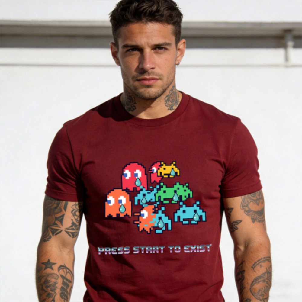 Press Start To Exist Lustiges  – Retro Gaming Meme Bewertung und Preis