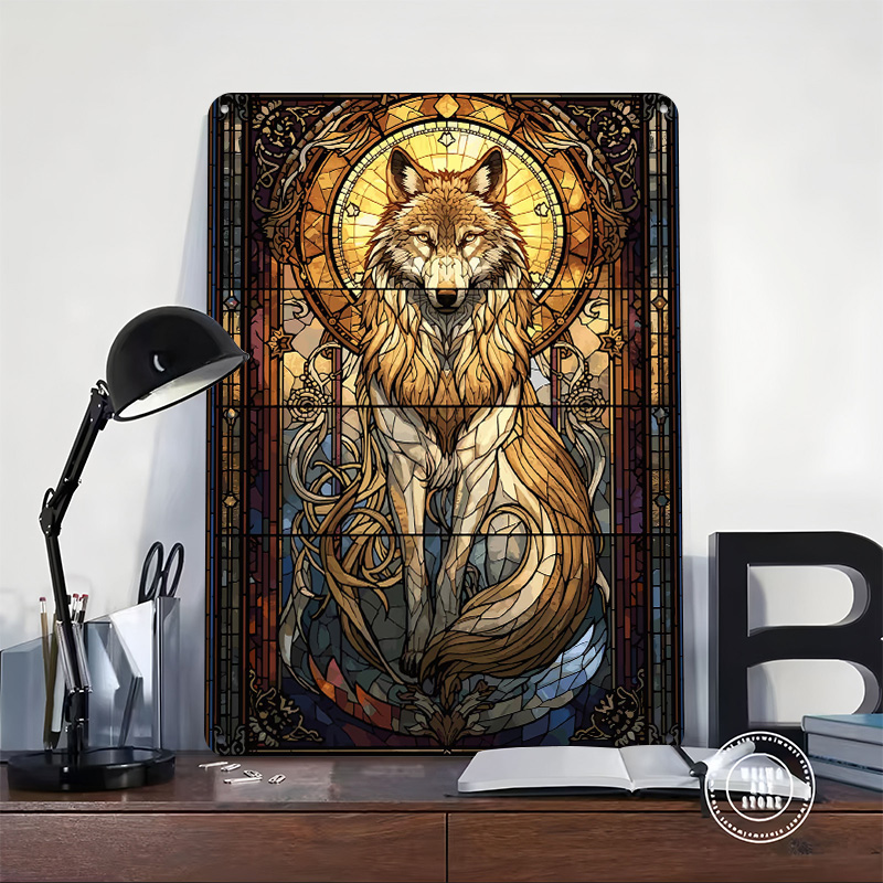 Buntglas-Wolf-Poster, personal – Retro Gaming Bar Bewertung und Preis