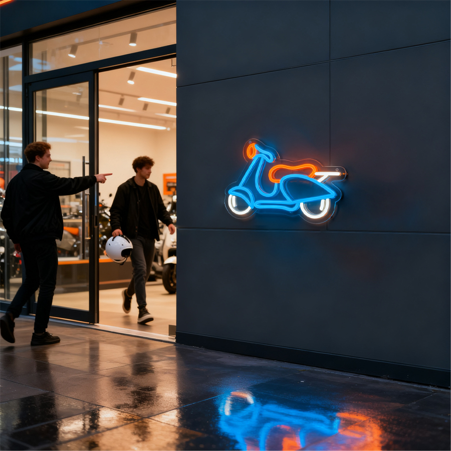 Scooter-Neonschild, mehrfarbig – Retro Gaming Shops Bewertung und Preis